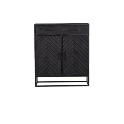 Furndea Wandkast Scandi Visgraat Zwart - 40x100x115 Cm