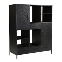 Cavetown Ylva Vakkenkast Klein Visgraat Zwart - 45x120x40 Cm