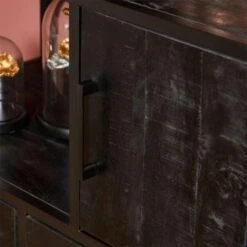 Furndea Morada Vakkenkast Industrieel Zwart - 45x90x200 Cm -VIDAL Salle De Bain Winkel 1000094154 0103