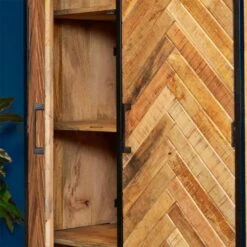 Furndea Scandi Wandkast Visgraat Naturel - 45x90x200 Cm -VIDAL Salle De Bain Winkel 1000094156 0102