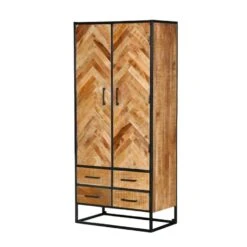 Furndea Scandi Wandkast Visgraat Naturel - 45x90x200 Cm