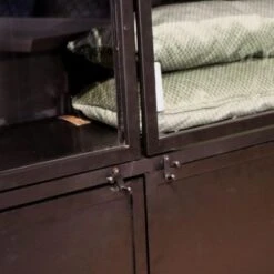 Cavetown Vitrinekast Industrieel Garcia Zwart - 45x140x185 Cm -VIDAL Salle De Bain Winkel 1000094167 0102