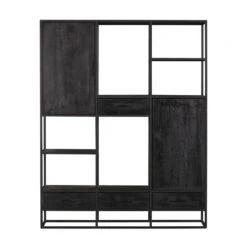 Furndea Morada Boekenkast Industrieel Zwart - 45x160x200 Cm