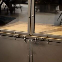 Buffetkast Industrieel Trevor Zwart Hout/ Metaal - 45x95x185 Cm -VIDAL Salle De Bain Winkel 1000094238 0103