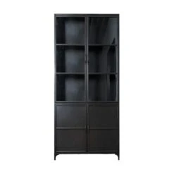 Romy Vitrinekast Industrieel Zwart 35x80x200 Cm