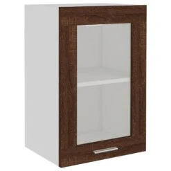 VidaXL Wandkast 40x31x60 Cm Glas En Bewerkt Hout Bruineikenkleurig