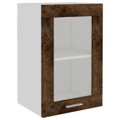 VidaXL Wandkast 40x31x60 Cm Glas En Bewerkt Hout Gerookt Eikenkleurig