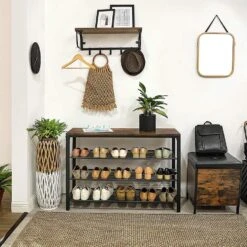 ACAZA Schoenenrek In Industriële Stijl - Rustiek Bruin En Zwart -VIDAL Salle De Bain Winkel 1000095684 0104