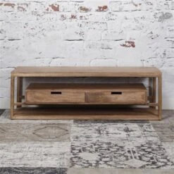 Industrieel TV-meubel Sabi Mangohout 2 Lades - 140x140x45 Cm - Mangohout - Bruin -VIDAL Salle De Bain Winkel 1000095699 0102