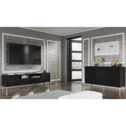 Dressoir SURF 87x200x42 Zwart -VIDAL Salle De Bain Winkel 1000098351 0103