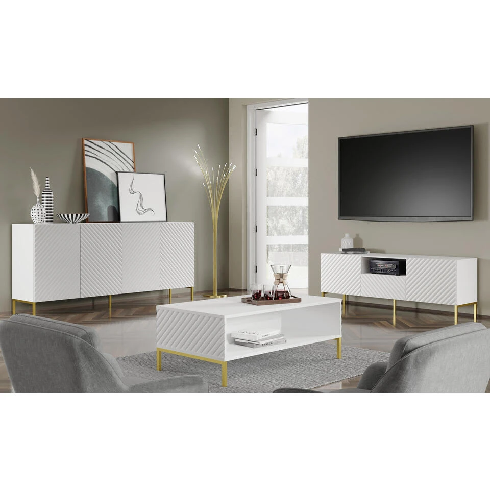 Dressoir SURF 87x200x42 Wit 4 Dressoir SURF 87x200x42 Wit - Afbeelding 4