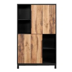 Kast Luc 2 Deuren - Antraciet/eikenkleur - 150x91x48 Cm