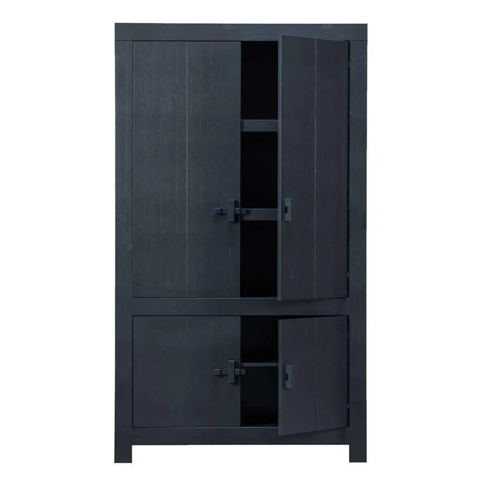 WOOOD Dichte Kast Benson - Matzwart - 200x115x37 Cm 2 WOOOD Dichte Kast Benson - Matzwart - 200x115x37 Cm - Afbeelding 2