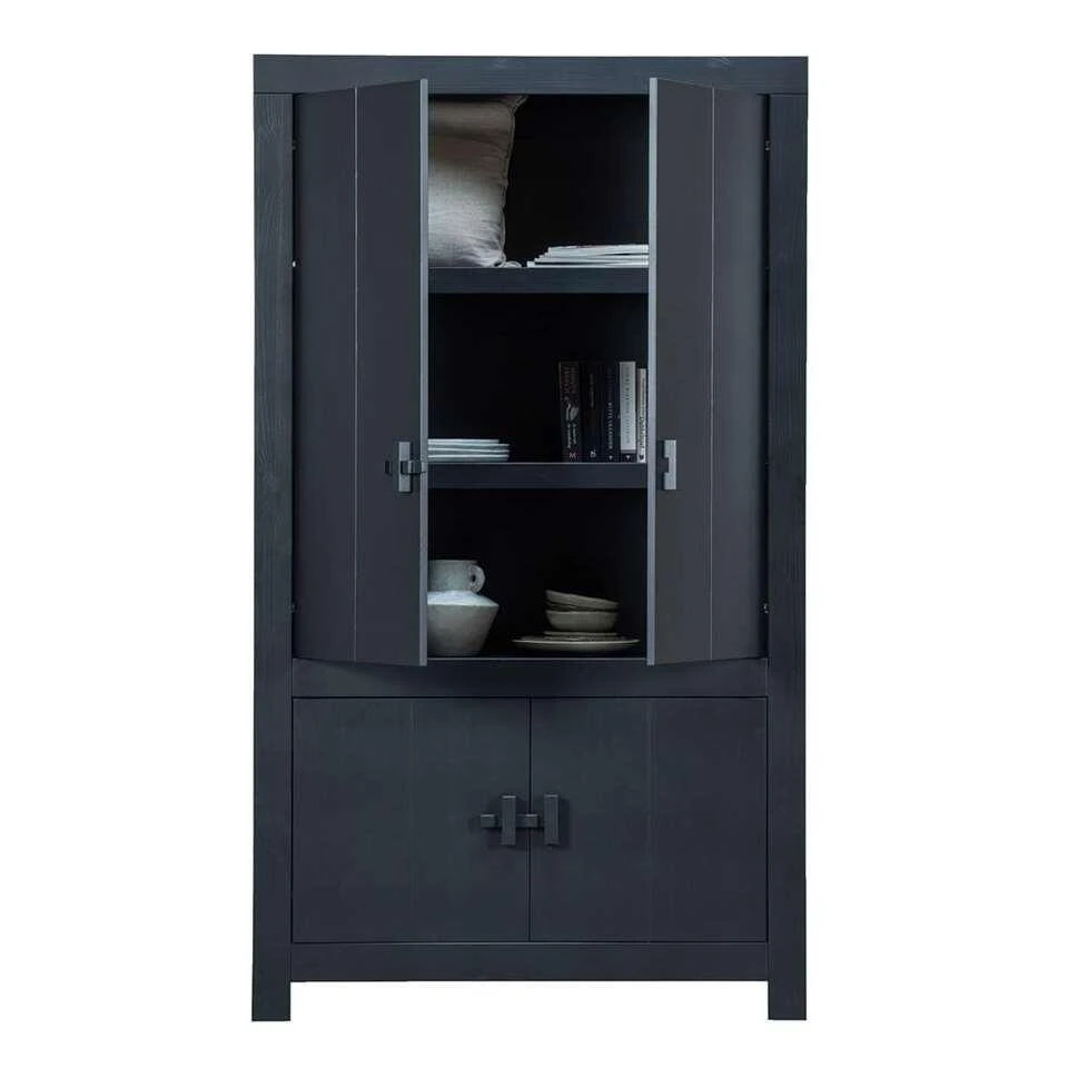 WOOOD Dichte Kast Benson - Matzwart - 200x115x37 Cm 4 WOOOD Dichte Kast Benson - Matzwart - 200x115x37 Cm - Afbeelding 4