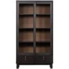 WOOOD Vitrinekast Hux - Bruinzwart - 200x108x44 CM