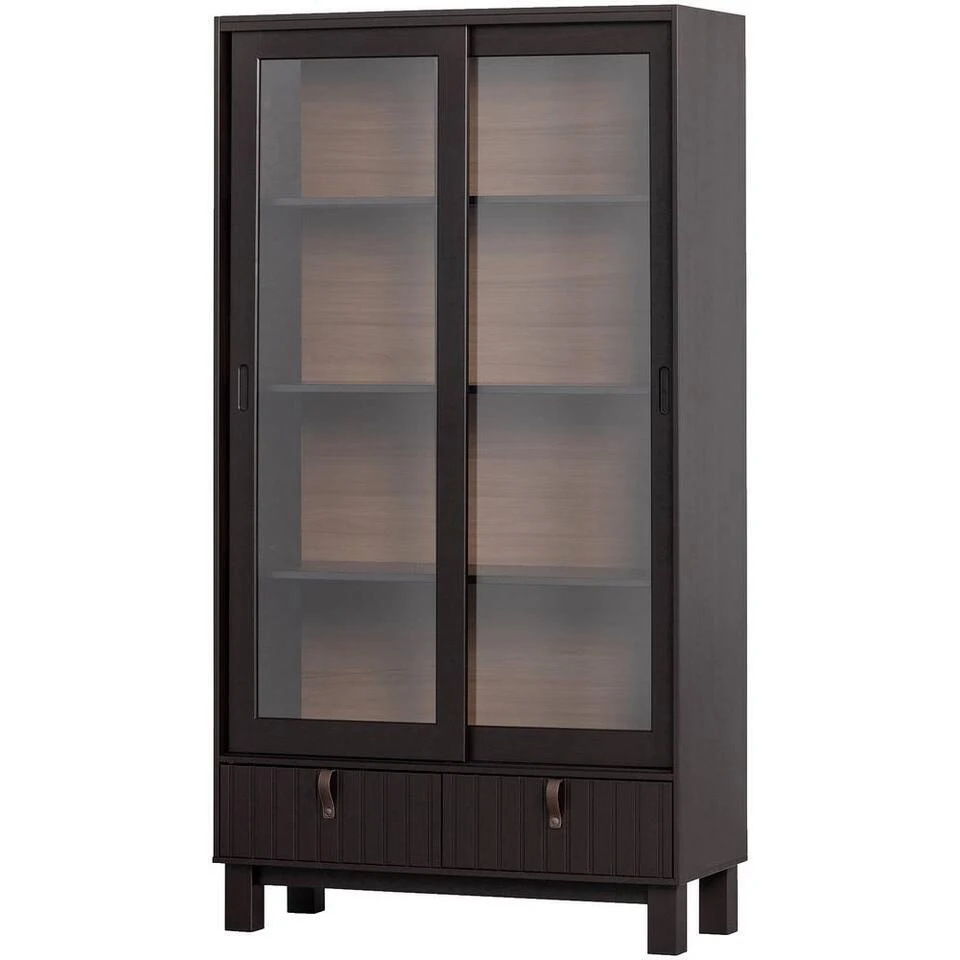 WOOOD Vitrinekast Hux - Bruinzwart - 200x108x44 CM 3 WOOOD Vitrinekast Hux - Bruinzwart - 200x108x44 CM - Afbeelding 3