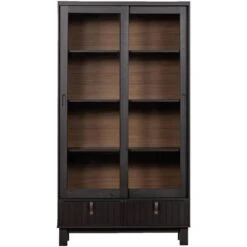 WOOOD Vitrinekast Hux - Bruinzwart - 200x108x44 CM