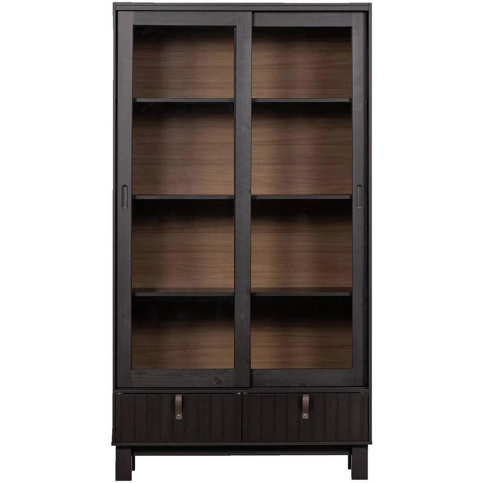 WOOOD Vitrinekast Hux - Bruinzwart - 200x108x44 CM 1 WOOOD Vitrinekast Hux - Bruinzwart - 200x108x44 CM