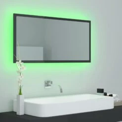 VidaXL Badkamerspiegel LED 90x8,5x37 Cm Acryl Hoogglans Grijs -VIDAL Salle De Bain Winkel 107d5fc596164fb79e05598be730d8a6