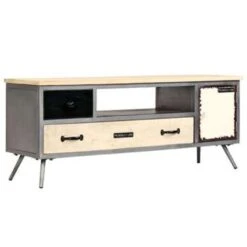 VidaXL Tv-meubel 120x30x45 Cm Massief Mangohout En Staal