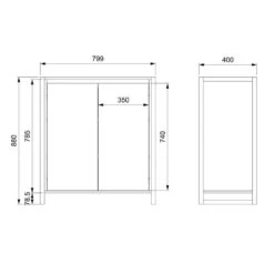 Kast Denver 1 - Eikenkleur/antraciet - 88x80x40 Cm -VIDAL Salle De Bain Winkel 11901390 9600