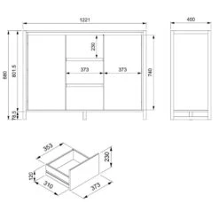 Kast Denver 2 - Eikenkleur/antraciet - 88x120x40 Cm -VIDAL Salle De Bain Winkel 11901395 9600