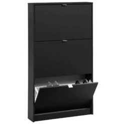 Schoenenkast Hamburg 3 Kleppen - Zwart - 123,6x70,3x24 Cm -VIDAL Salle De Bain Winkel 11901470 0330