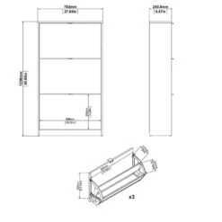 Schoenenkast Hamburg 3 Kleppen - Zwart - 123,6x70,3x24 Cm -VIDAL Salle De Bain Winkel 11901470 9700
