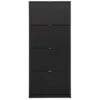 Schoenenkast Hamburg 4 Kleppen - Zwart - 162x70,3x24 Cm
