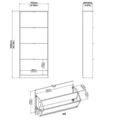 Schoenenkast Hamburg 4 Kleppen - Zwart - 162x70,3x24 Cm -VIDAL Salle De Bain Winkel 11901471 9700