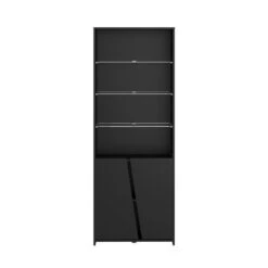 Kast Levi Met LED - Zwart - 180x67x28 Cm
