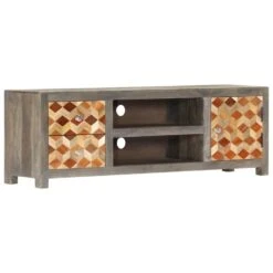 VidaXL Tv-meubel 120x30x40 Cm Massief Mangohout Grijs