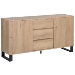 Beliani Sideboard ELDA - Lichte Houtkleur Spaanplaat, Mdf