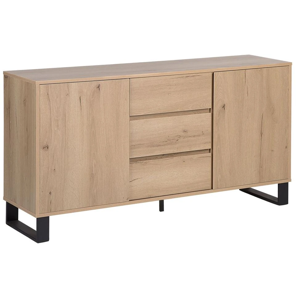 Beliani Sideboard ELDA - Lichte Houtkleur Spaanplaat, Mdf 1 Beliani Sideboard ELDA - Lichte Houtkleur Spaanplaat, Mdf