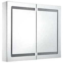 VidaXL Badkamerkast Met Spiegel En LED 80x12,2x68 Cm -VIDAL Salle De Bain Winkel 1619072020 0103