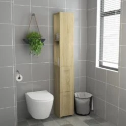 VidaXL Badkamerkast 25x25x170 Cm Spaanplaat Sonoma Eikenkleurig -VIDAL Salle De Bain Winkel 188b7aa21f1e4dabac16afe7644f77b4