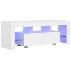 VidaXL Tv-meubel Met LED-verlichting 130x35x45 Cm Hoogglans Wit
