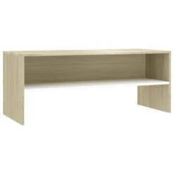 VidaXL Tv-meubel 100x40x40 Cm Bewerkt Hout Wit En Sonoma Eikenkleurig