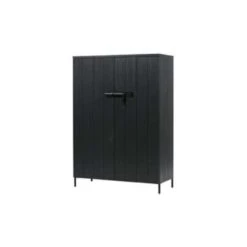 WOOOD Bruut 2 Drs Kast - Geborsteld Grenen - Zwart - 140,5x100x41,5 -VIDAL Salle De Bain Winkel 1946117777 0103