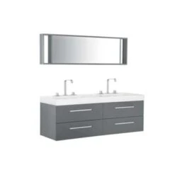 Beliani Badkamerkast Met Spiegel MALAGA - Grijs Mdf -VIDAL Salle De Bain Winkel 1989065034 0102