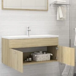 VidaXL Wastafelkast 100x38,5x46 Cm Spaanplaat Sonoma Eikenkleurig -VIDAL Salle De Bain Winkel 1a4dafe33af74b2192beff4d8935e46e