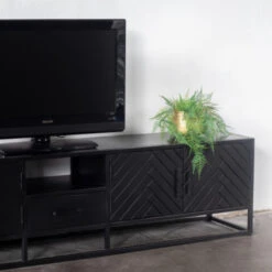 Giga Meubel Tv-Meubel Zwart Visgraat - Mangohout - Metaal - Isa -VIDAL Salle De Bain Winkel 1b3bf1d0c2a242a5a423d0cd37da7ffd