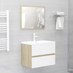 VidaXL Wastafelkast 60x38,5x45 Cm Spaanplaat Wit En Sonoma Eikenkleur -VIDAL Salle De Bain Winkel 1bb8fbcfb01c4210a8265ad79edd6055