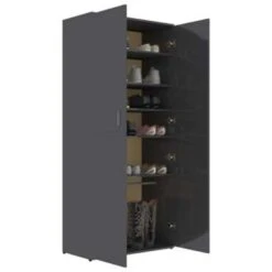 VidaXL Schoenenkast 80x39x178 Cm Spaanplaat Hoogglans Grijs -VIDAL Salle De Bain Winkel 20305fe05bd64c9ea371307bfefb98cf