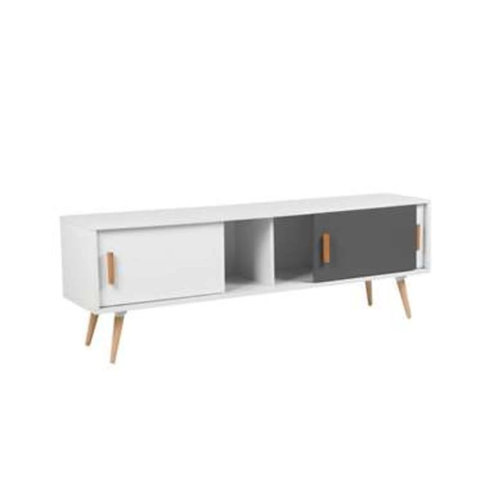 Beliani TV-kast INDIANA - Wit Mdf 2 Beliani TV-kast INDIANA - Wit Mdf - Afbeelding 2