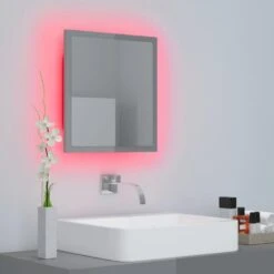 VidaXL Badkamerspiegel LED 40x8,5x37 Cm Acryl Hoogglans Grijs -VIDAL Salle De Bain Winkel 2fae4731733a48b7a034d3bb4515ace9