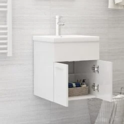VidaXL Wastafelkast 41x38,5x46 Cm Spaanplaat Hoogglans Wit -VIDAL Salle De Bain Winkel 3052dc29cbae4b639a4b9ef3147a3bbc