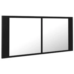 VidaXL Badkamerkast Met Spiegel En LED 100x12x45 Cm Acryl Zwart -VIDAL Salle De Bain Winkel 32a9dfd0e25a406691585358117d6dc4