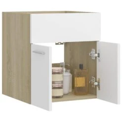 VidaXL Wastafelkast 41x38,5x46 Cm Spaanplaat Wit En Sonoma Eikenkleur -VIDAL Salle De Bain Winkel 32eaf9e1a6f64e2e9d8de37edb96ab22