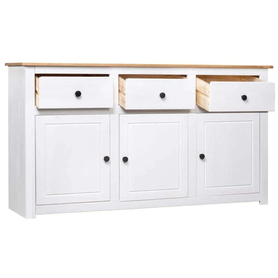VidaXL Dressoir Panama Range 135x40x80 Cm Massief Grenenhout Wit 2 VidaXL Dressoir Panama Range 135x40x80 Cm Massief Grenenhout Wit - Afbeelding 2